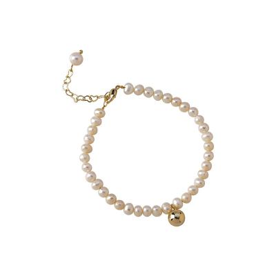 China FASHIONABLE Baroque Freshwater Pearl Beaded Bracelets For Women Golden Ball Bean Bracelet for sale