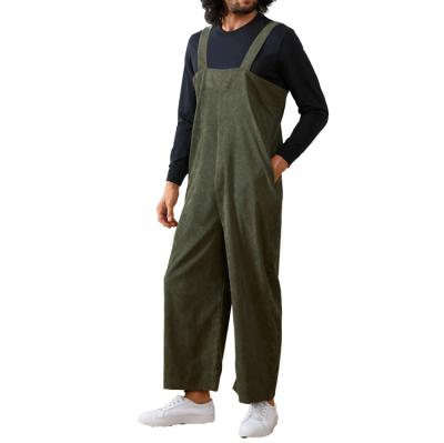 China Anti-wrinkle Custom Men's Casual Overall Custom Logo Embroider Corduroy Overalls With Suspenders for sale