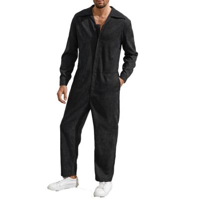 China Anti-wrinkle OEM Factory Supply Mens Global Service Custom Logo Embroider Corduroy Jumpsuit for sale