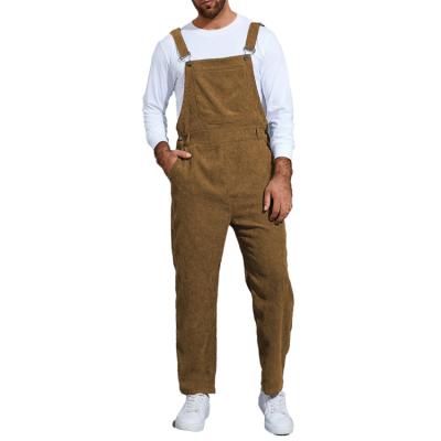 China Factory Supply Anti-wrinkle Men's Overalls Custom Logo Corduroy Casual Pants With Suspenders for sale