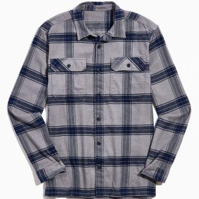 China OEM Wholesale Boy's Anti-Pilling Turn-Down Collar Long Sleeve Front Pocket Plaid Shirt With Custom Logo for sale