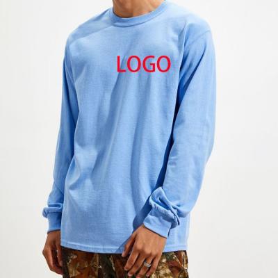 China Customizable long sleeve anti-pilling ripped sweatshirts unisex plus size men's casual blue o-neck T-shirt for sale