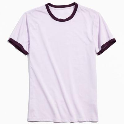 China 180 gsm Men's Anti-Wrinkle Wholesale Crewneck Short Sleeve T-shirt Contrast Ringer Cotton T-shirts For Summer for sale