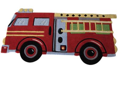 China Firetruck Cartoon Handtufted Acrylic Carpet Children Play Rug for sale