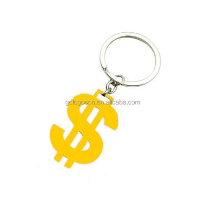 China Hot Selling Gold Key Chain American Symbol Eco-friendly Crystal Dollar Sign Metal Key Chain Metal Dollar Sign US Dollar Sign Keyring Logo for sale