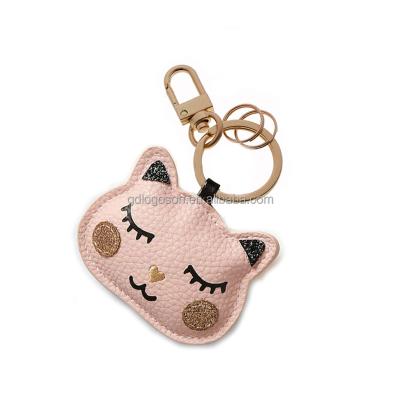 China Original Factory Eco-Friendly Cat Design Leather Keychain Ring with Cat Marker Different Key Holder Hardware for sale