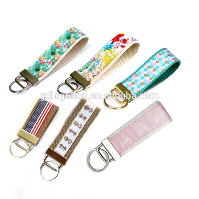 China Eco-friendly Custom Cotton Printed Fabric Key Chain For Fabric Key Bracelet Women's Holder Key Chain for sale