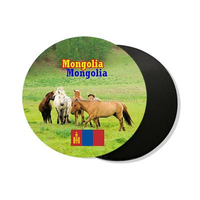 China Nickel Free Mongolia PVC Fridge Magnet Sticker Mongolia Ulaanbaatar Tent Souvenir Magnet Manufacturer for sale