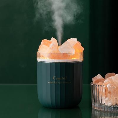 China Battery humidifier Wholesale OEM Crystal Salt Stone H2O Humidifier with Night Light Battery Aroma Essential Oil Diffuser Room Air Humidifier for sale