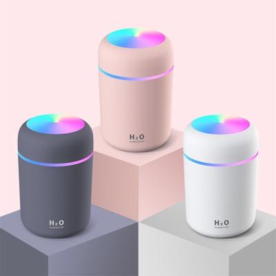 China Color Changing LED Light 300ML DC 5V USB Cooling Mist Air Fresh Ultrasonic Humidifier 2 Spray Modes with Colorful Light for sale