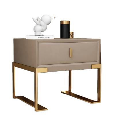 China Luxury Modern Bedroom Furniture Storage PU Leather Bedside Table With Drawers Storage Bedside Table for sale