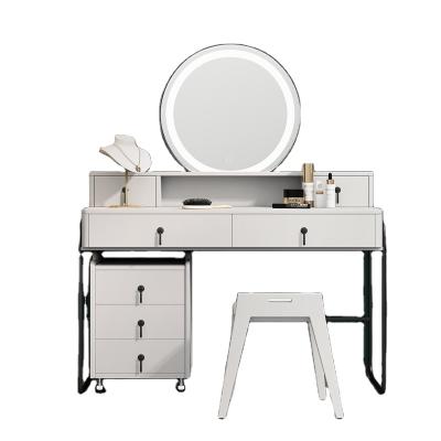 China Luxury Vanity Storage Dressing Table White Makeup Table With Light Mirror for sale