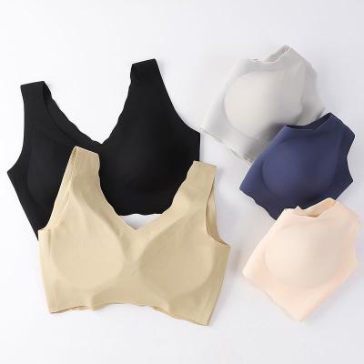 China Wholesale Spandex One Piece Ladies Bra Underwear Women Gather Seamless Breathable Traceless Bra for sale