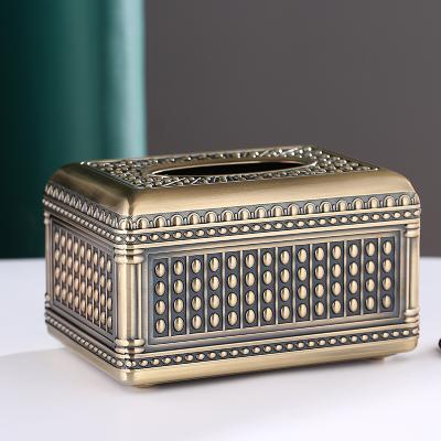 China Vintage QIAN HU Royal Classy Retro Extraction Box Square Container TV Tissue Paper Box Holder For Living Room Coffee Table KTV Bar Car for sale