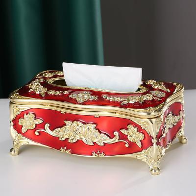 China QIAN HU Vintage Square Plastic Tissue Box Light Luxury Customized Custom Logo for sale