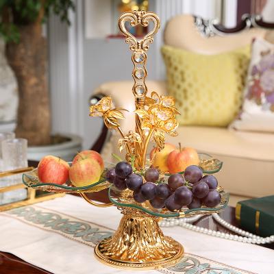 China QIAN HU Sustainable Metal Tray Glass Plate Dried Fruit Tiered Dried Fruit Dish Decoration for sale