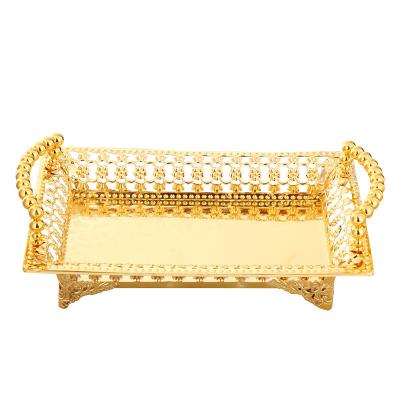 China QIAN HU Sustainable Luxury Top Quality Gold Metal Fruit Tray On Legs Home Decoration for sale