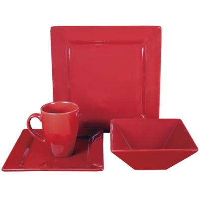 China Wholesale China Stoneware Dinnerware Set Cheap Price Viable Stock Enamel Dinnerware Set 16pcs Gift Box for sale