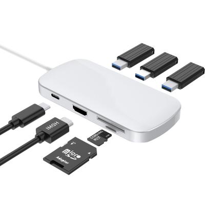 China Transfer Data& charging& card reader& Vedeo output& RJ45 7 in 1 USB Type C Hub with Type C Charging Port/HDM1 4K Adapter/3 USB 3.0 Ports/SD and TF Card Reader for MacBook Pro for sale