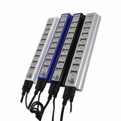 China plug& Play 10 Port External USB 2.0 HUB With Power Adapter For PC MAC Computer for sale