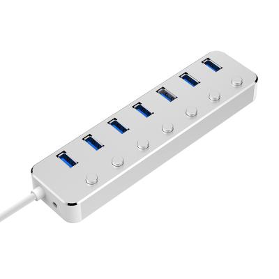 China Multiple Computers Wholesale 7 Ports USB 3.0 Premium Aluminum Portable Hub For Macbook Laptop Silver Mac for sale