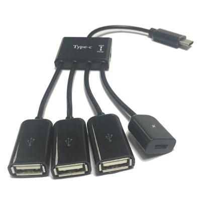 China Multi Function Data Transfer Cable 4 In 1 Micro USB Power Host OTG Hub Adapter Charging Cable for sale