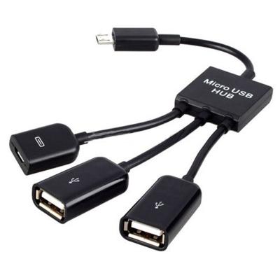 China COMPUTER Microphone USB Male to Micro USB Female HUB2.0 + Micro USB Female HUB - Black for sale