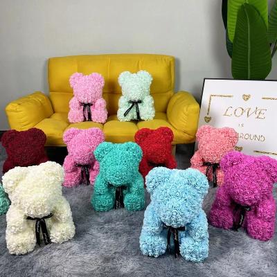 China Handmade Immortal Flower Teddy Bear Rose Bear Gift Box Valentine's Day Birthday Gift Custom Made Gifts 40cm for sale