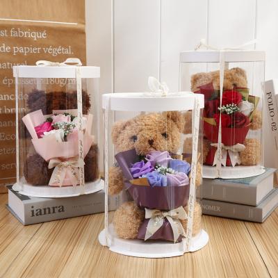 China Wholesale Gifts Factory Bear Soap Flowers With Gift Box Cute Valentine's Day Gift Bear Doll Flowers Birthday Gift for sale