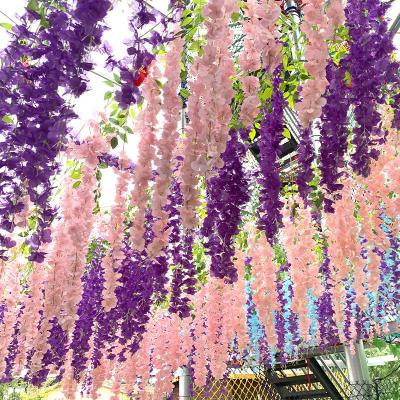 China Wedding /Home Decoration Simulation Plant Wall Hanging Wisteria Flower Violet Indoor Wedding Decoration Artificial Flower Hot for sale