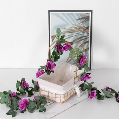 China Wedding Decorative Flower Rose Vine /Home Decoration Artificial Silk Flower Rattan Vine Air Conditioning Water Pipe Wedding Arch for sale