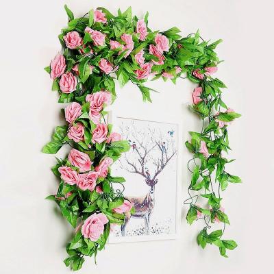 China Wedding Simulation Rose Vine Wholesale /Home Decoration Artificial Silk Flower Rose Vine Home Arrangement Wedding for sale