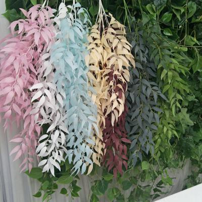 China Wedding Wholesale Willow Leaf Rattan Artificial Plant Simulation Willow Leaf Wall Hanging /Home Decoration Wedding New for sale