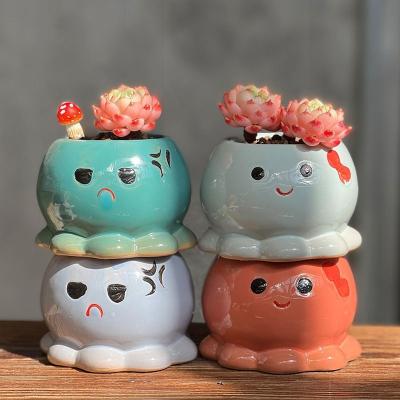 China Cheap Cartoon Octopus Flower Pot Succulent Simple Creative Simple Animal Desktop Flower Pot Desktop Decoration for sale