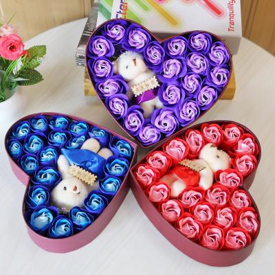 China Wedding /Home Decoration Creative Gifts Wholesale 20 Roses Soap Flower Heart Gift Box Valentine's Day Mother's Day Gift for sale