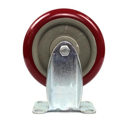 China 5 Inch Dumb Rigid Medium Duty Plate Rigid Jujube Red PVC Casters for sale