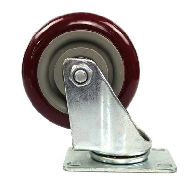 China PIVOT 4 Inch Medium Duty Dumb Dish Swivel Jujube Red PVC Casters for sale