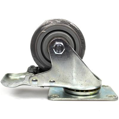 China PIVOT 3 Inch Medium Duty Plate Mute TPR Casters With Brake for sale