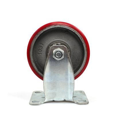 China Rigid 4 inch medium duty plate and rigid iron core TPU casters for sale