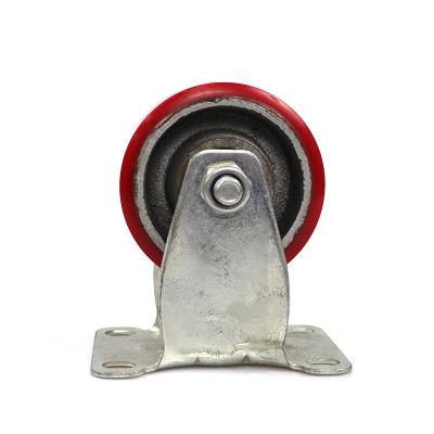 China Rigid 3 inch medium duty plate and rigid iron core TPU casters for sale