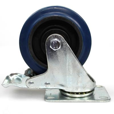 China Another 4 Inch Elastic Medium Duty Flat Casters With Brake for sale