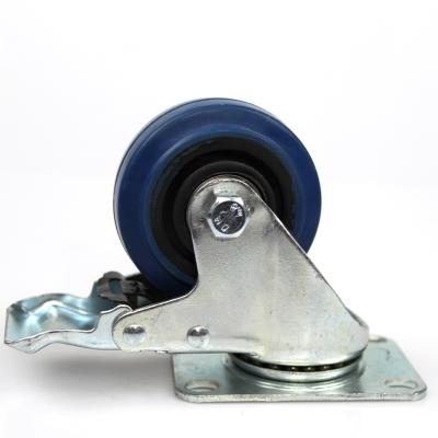 China Another 3 Inch Elastic Medium Duty Flat Casters With Brake for sale