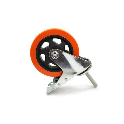 China PIVOT 5 Inch Medium Worm Brake Casters Threaded Stem Grill Casters for sale