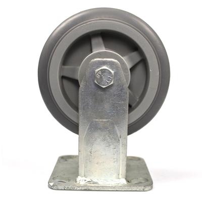 China 6 Inch Rigid Heavy Duty Plate Dumb TPR Arc Casters for sale