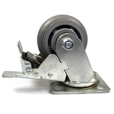 China Other 4 Inch Heavy Duty Plate Mute TPR Arc Casters With Brake for sale