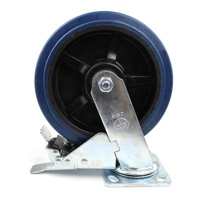 China Other 8 Inch Flat Plate Heavy Duty Elastic Casters With Brake for sale