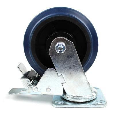 China Other 6 Inch Flat Plate Heavy Duty Elastic Casters With Brake for sale