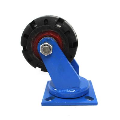 China PIVOTING 6 Inch Swivel Overweight Iron Flat Plate Casters Rubber Wheel for sale