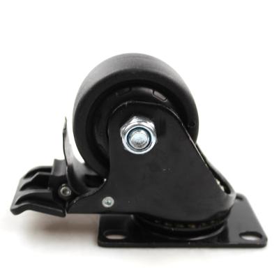 China swivel & 2.5 Inch Rigid Heavy Duty Plate Low Unit Weight Center Casters With Brake for sale