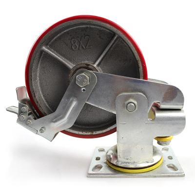 China PIVOT 8 inch heavy duty spring loaded casters with brake for sale